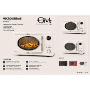HORNO MICROONDAS RETRO OM 1050 22L