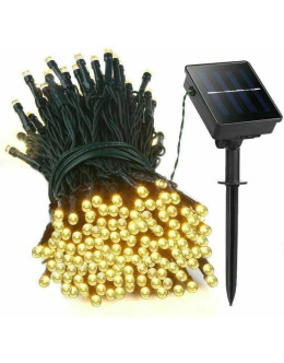 LUZ 100 LED SOLAR CALIDO CABLE VERDE 10 M 498