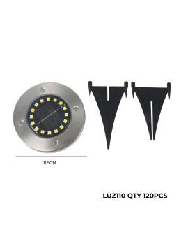 LAMP JARDIN SOLAR ESTACA REDONDO GRIS 110 8 LED